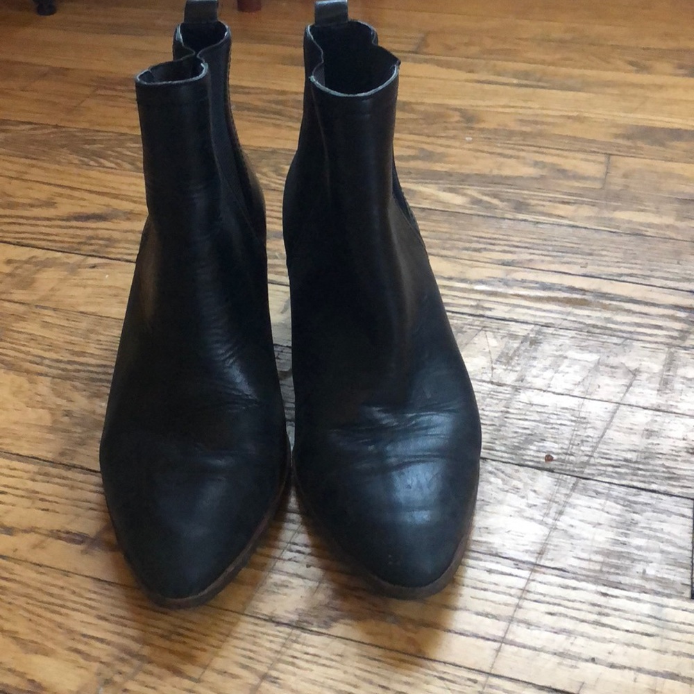 Black leather booties
